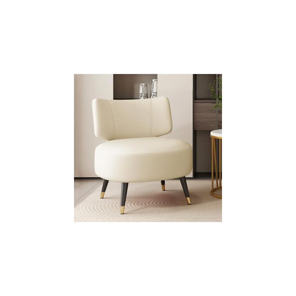 Single Sofa Chair Leather Accent Chair Modern Upholstered Armless Chair for Bedroom Negotiation Leisure Chair, Wide Seat Lazy Chair for Living Room, Office, Cafe(Nero)