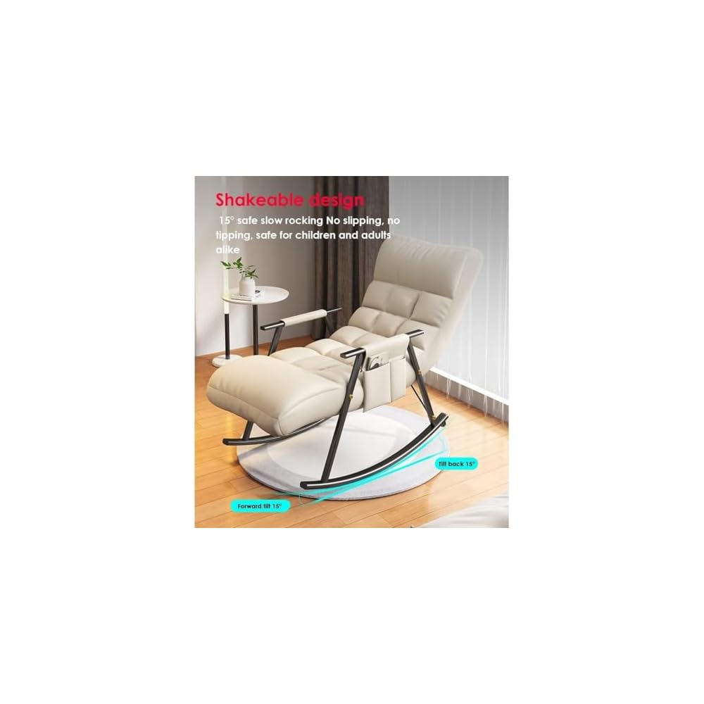 Modern Rocking Chair with Side Pockets - Comfy Recliner for Living Room & Bedroom, Stylish Lounge Armchair in Yellow - Perfect Occasional Chair for Relaxation