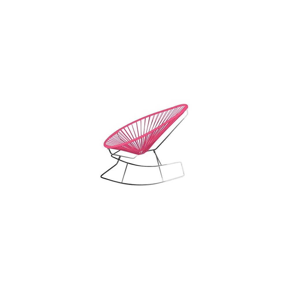 Innit Designs Acapulco Rocking Chair, Chrome Frame with Pink Weave