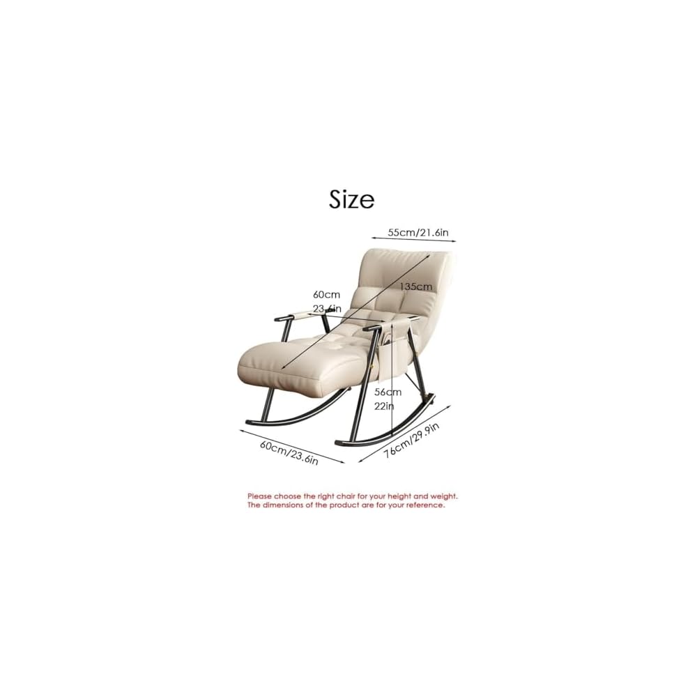 Modern Rocking Chair with Side Pockets - Comfy Recliner for Living Room & Bedroom, Stylish Lounge Armchair in Yellow - Perfect Occasional Chair for Relaxation