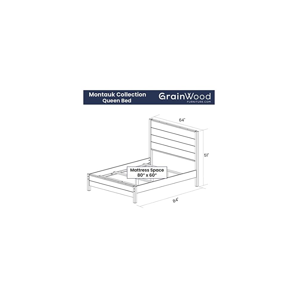Grain Wood Furniture Montauk Solid Wood Bed, Queen Size, Rustic Walnut