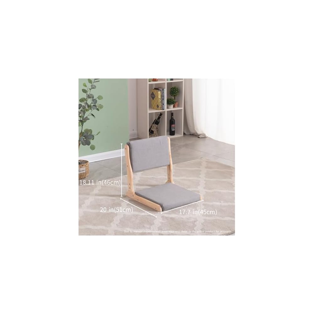 通用 Tatami Chair Accent Furniture,Foldable Meditation Floor Chair, Living Room Chair Floor Seat, Portable Japanese Legless Chair,Lazy Sofa for Bay Window Meditation Reading (Grey Fabric)