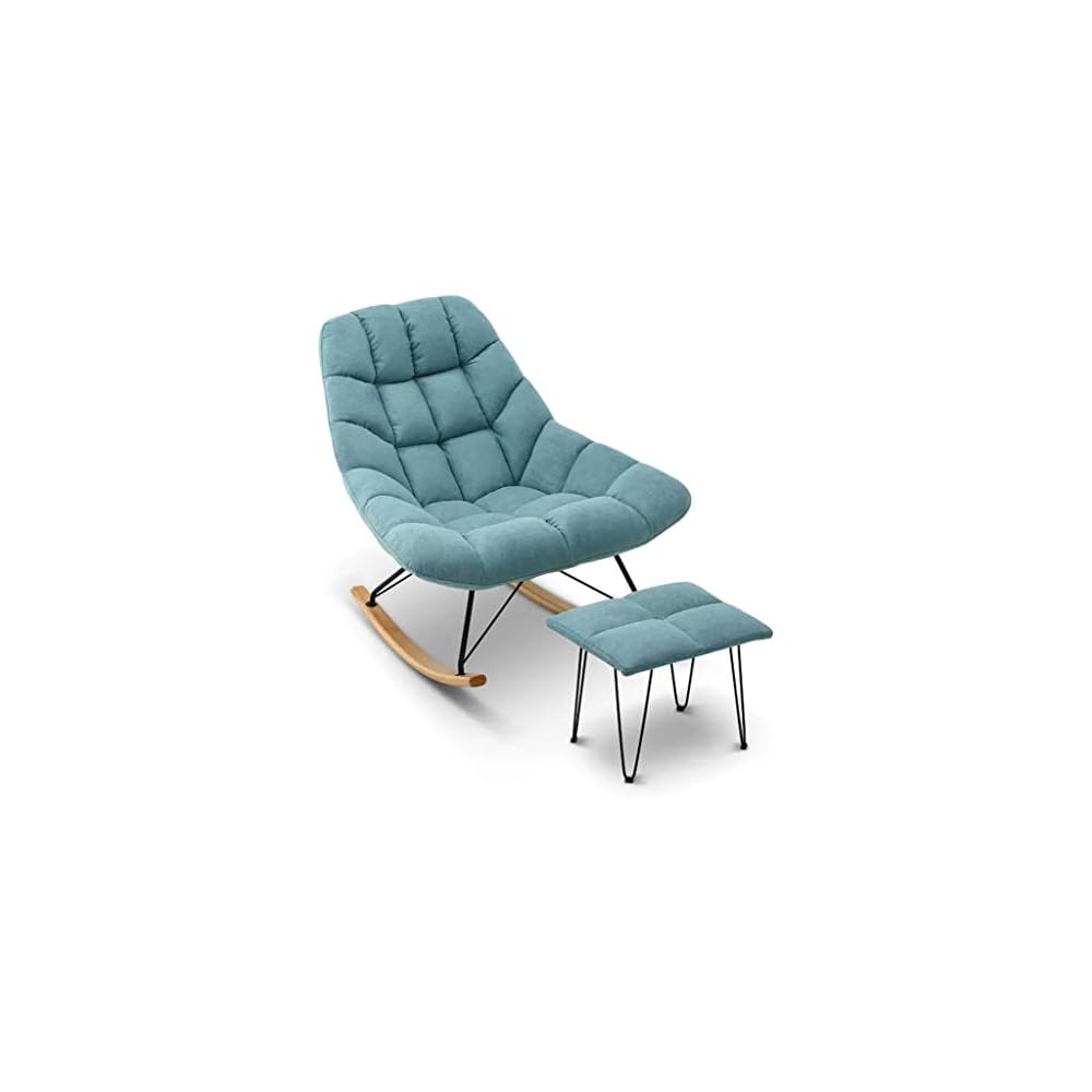 LSLYTQ Loungs,Upholstered Velvet Rocking Chair Sliding Chair Recliner Comfortable Middle Back Rock Chair with Solid Wood Base,Lazy Sofa Chair for Living Room Bedroom
