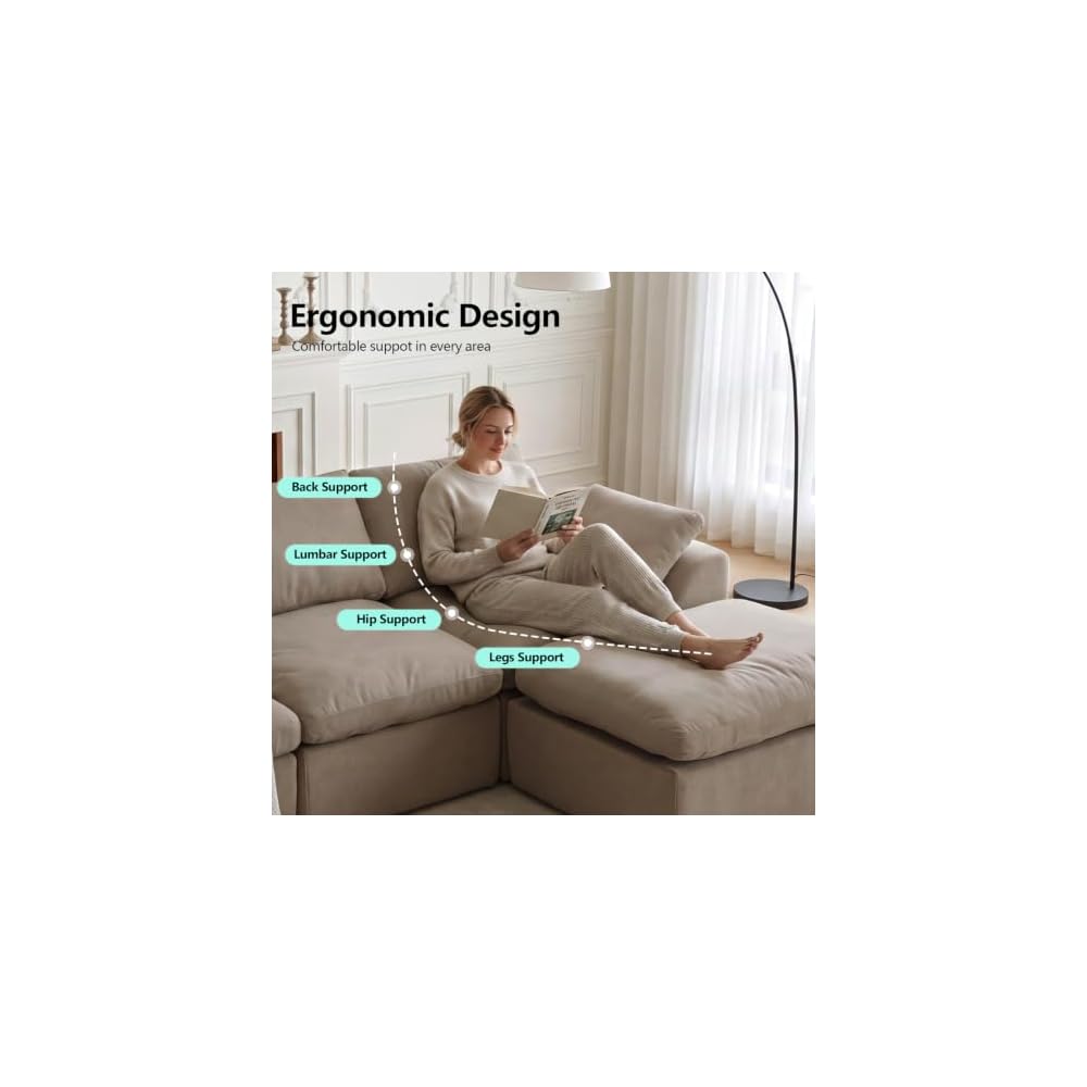 Cloud Sectional Couches for Living Room, Boneless Modular Sofa