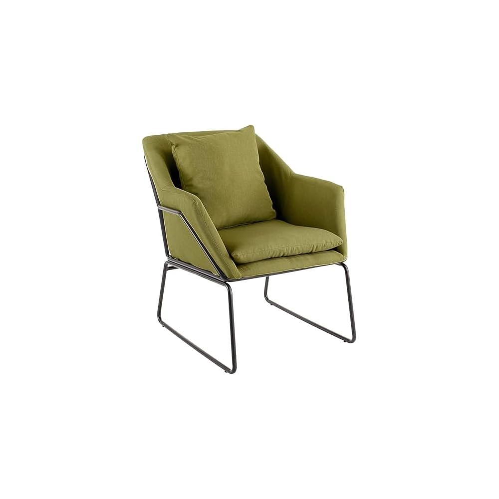Elle Decor Odile Accent Chair, Plush Back Cushion, Black Metal Frame, Modern Living Room Upholstery Furniture