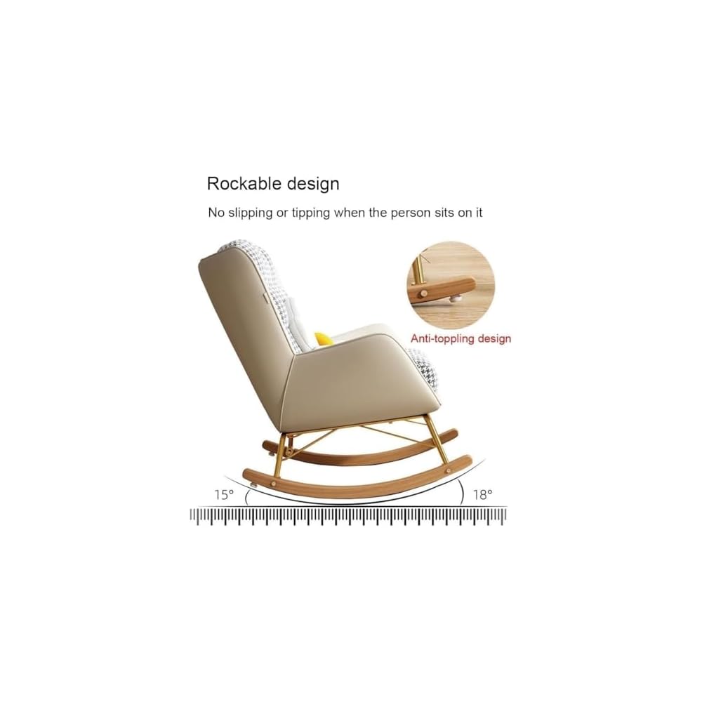 Modern Living Room Reclining Rocking Chair with Foot Stool Comfortable Balcony Chair for Bedroom or Lounge Soft Sleeper Armchair for Reading (Orange B)