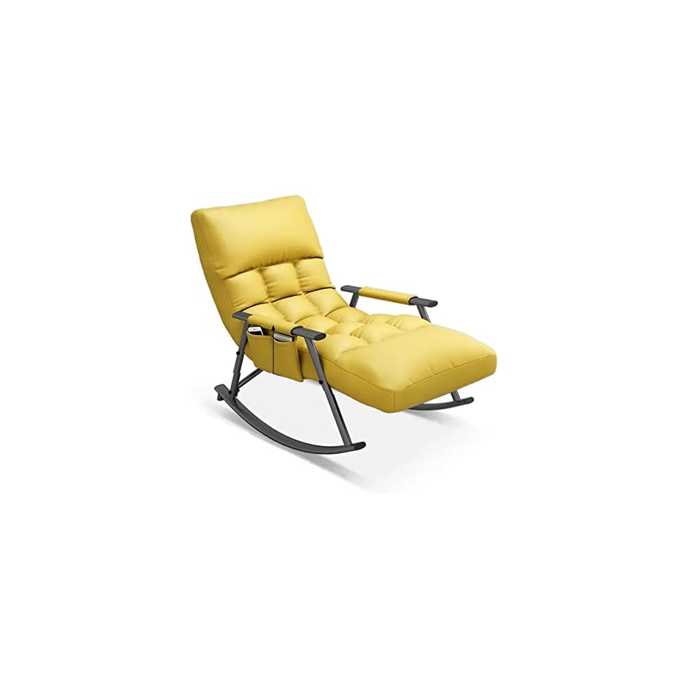 Living Room Reclining Rocking Chair,Modern Armchair,Indoor Relaxing Chair with Side Pocket, Steel Frame Anti-tilt Design,Soft Sleeper Chair (Color : Gray)