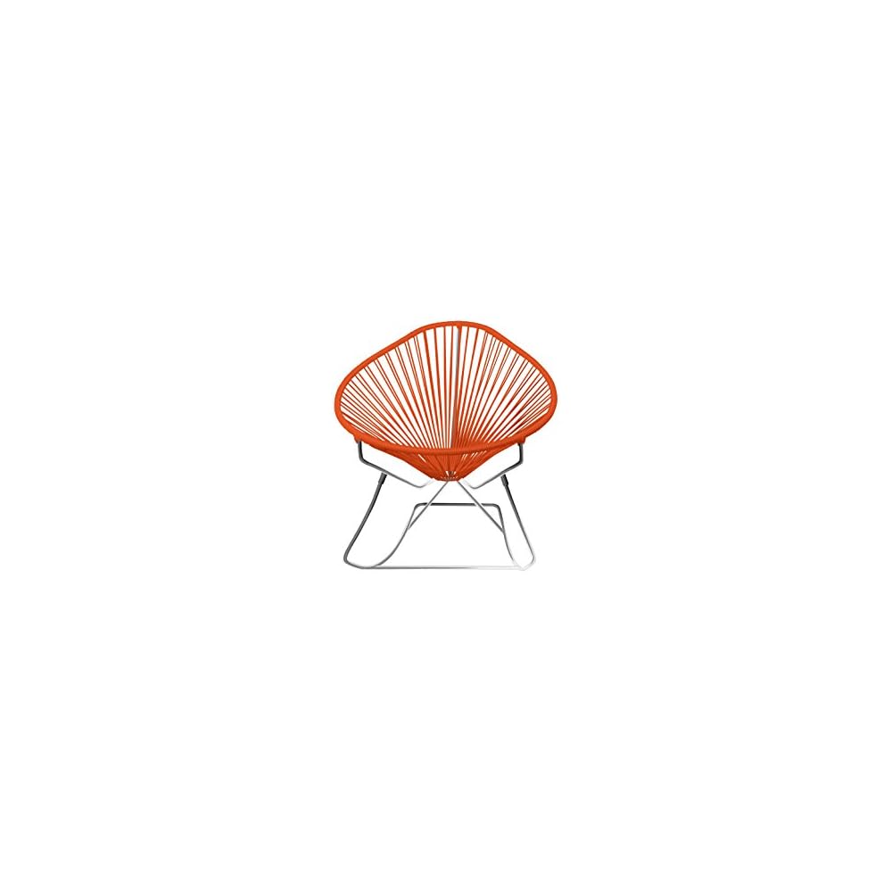 Innit Designs Acapulco Rocking Chair, Chrome Frame with Pink Weave