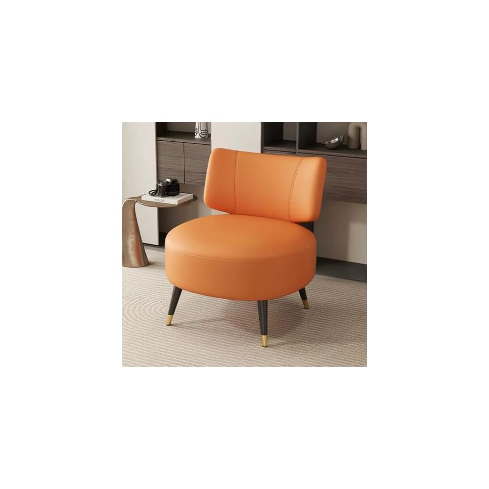 Single Sofa Chair Leather Accent Chair Modern Upholstered Armless Chair for Bedroom Negotiation Leisure Chair, Wide Seat Lazy Chair for Living Room, Office, Cafe(Nero)