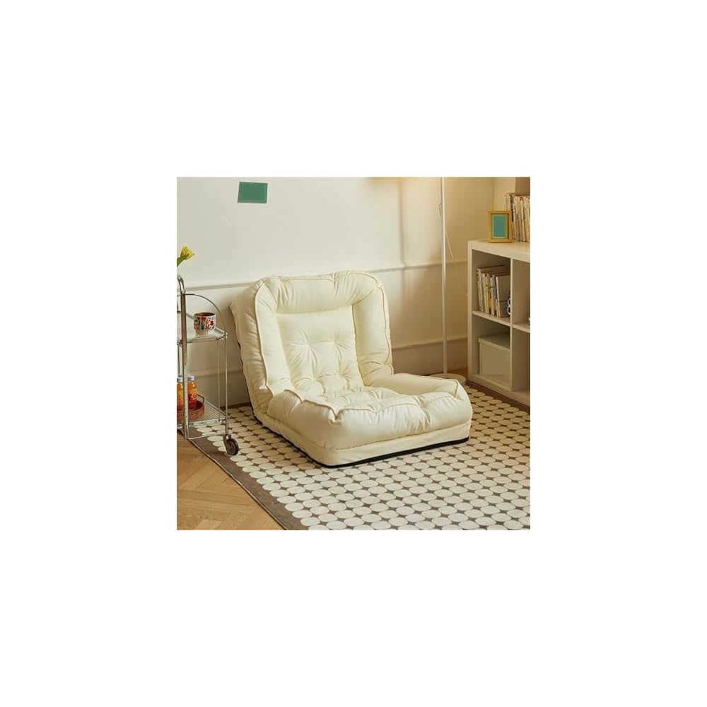 Folding Sofa Bed, Simple Lazy Chair with Multifunctional Cushion, Perfect for Bedroom, Balcony, Living Room, Leisure Room (White,23.6in)