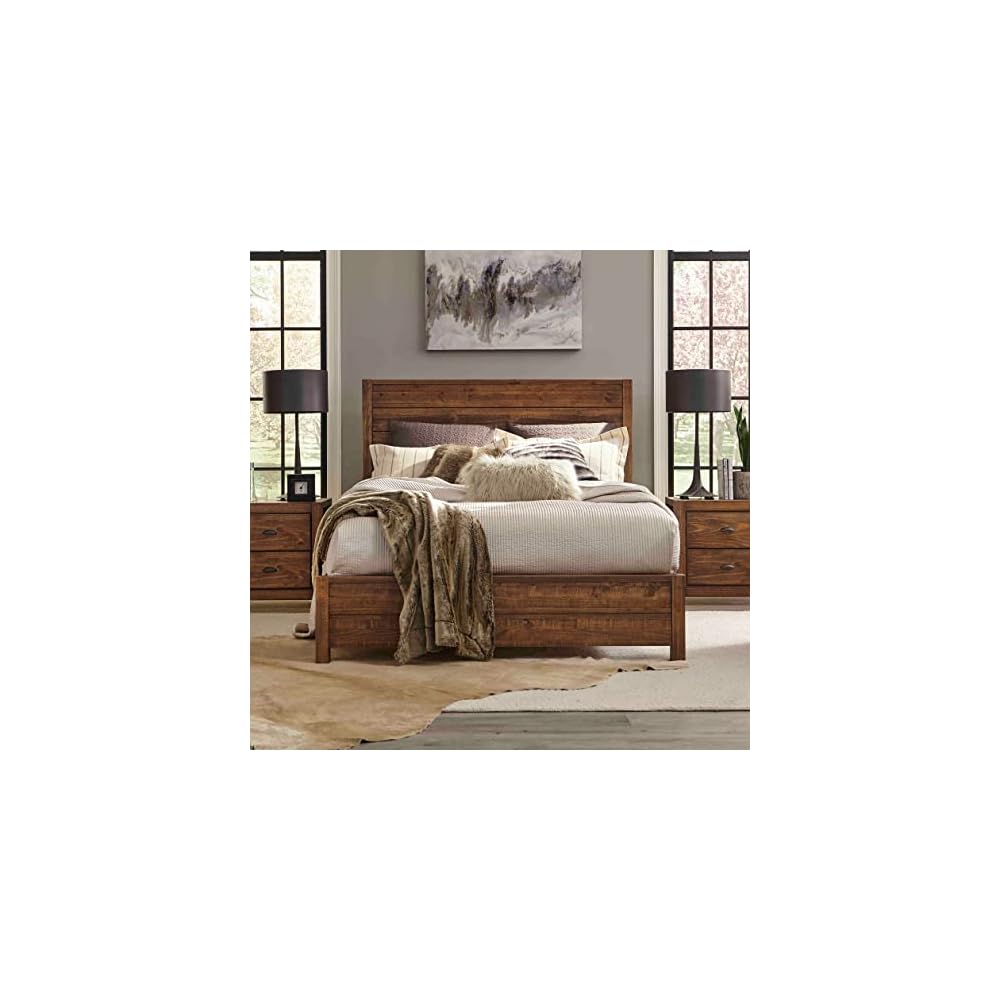 Grain Wood Furniture Montauk Solid Wood Bed, Queen Size, Rustic Walnut