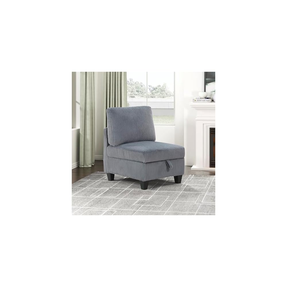 Lexicon Modular Sectional Sofa for Living Room, Corduroy Corner Seat with Storage, Units of Modular Sectional Couch, Upholstered Chair for Customizable Sectional Sofa Couch, Beige