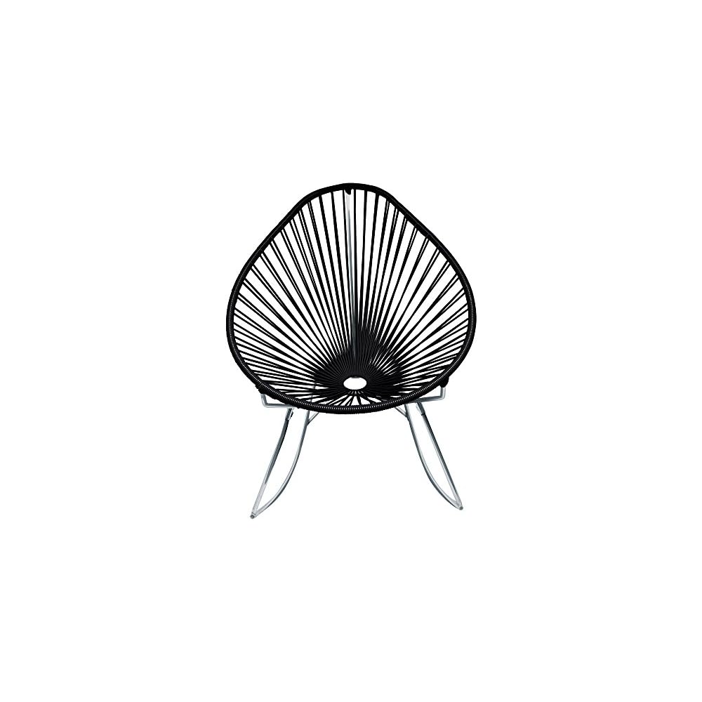 Innit Designs Acapulco Rocking Chair, Chrome Frame with Pink Weave