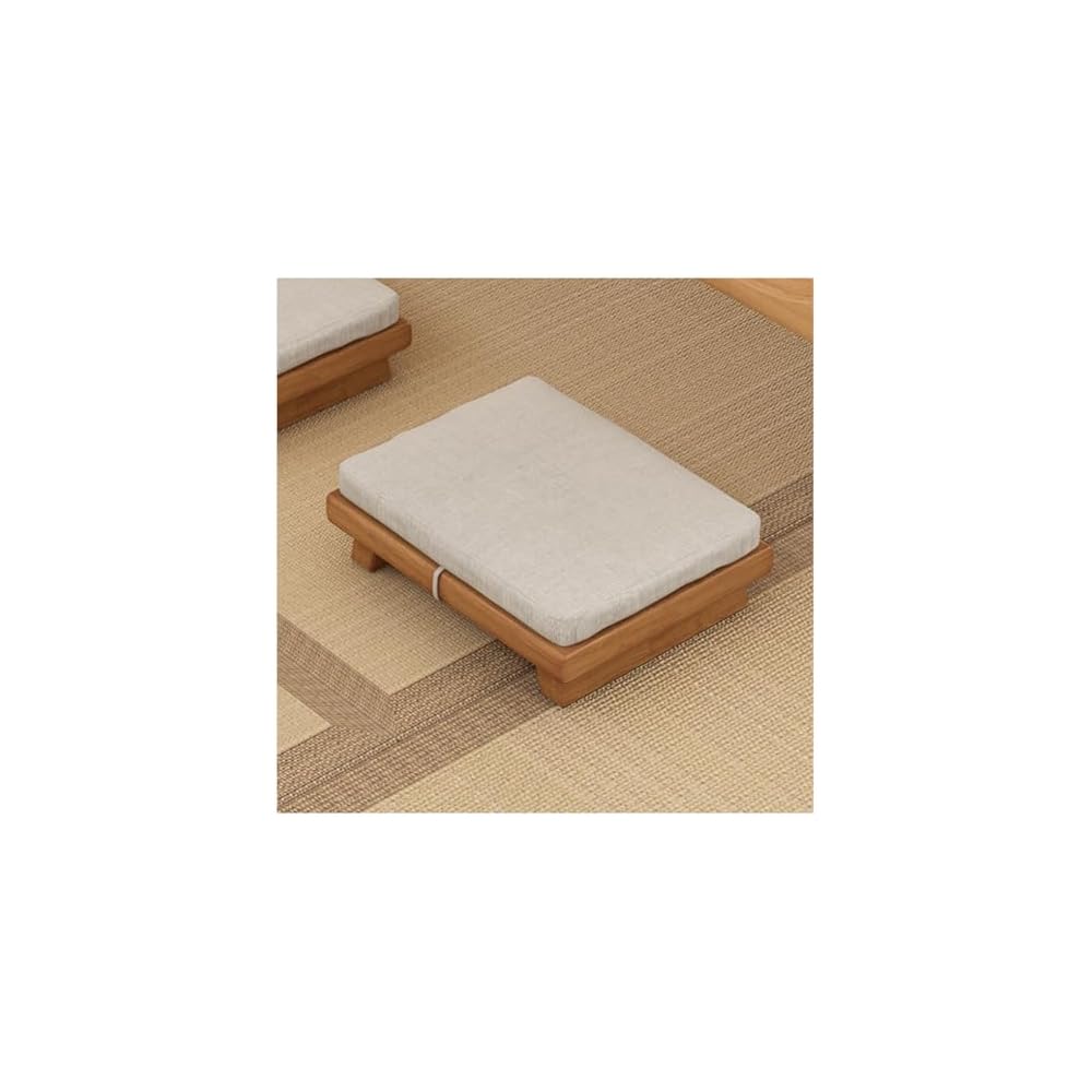 Multifunctional Japanese Floor Chair,Vintage Tea Chair Low Chair for Sitting On The Floor Accent Furniture Home Bedroom Chair (Color : Beige, Size : 45x35x10cm)