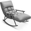 Living Room Reclining Rocking Chair,Modern Armchair,Indoor Relaxing Chair with Side Pocket, Steel Frame Anti-tilt Design,Soft Sleeper Chair (Color : Gray)