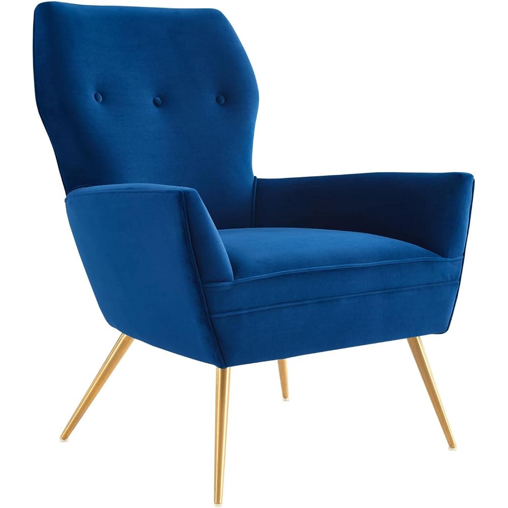 Modway Renata Modern Tufted Performance Velvet Armchair in Navy/Gold