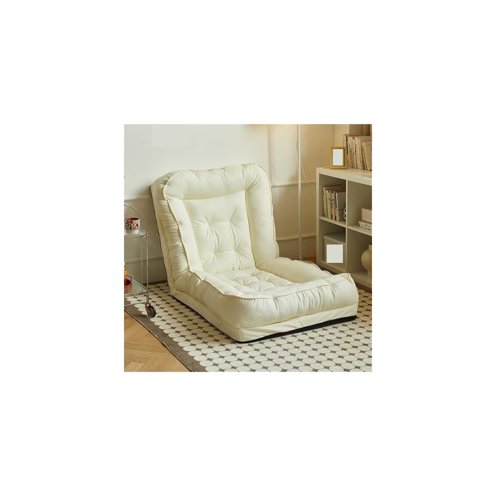 Folding Sofa Bed, Simple Lazy Chair with Multifunctional Cushion, Perfect for Bedroom, Balcony, Living Room, Leisure Room (White,23.6in)