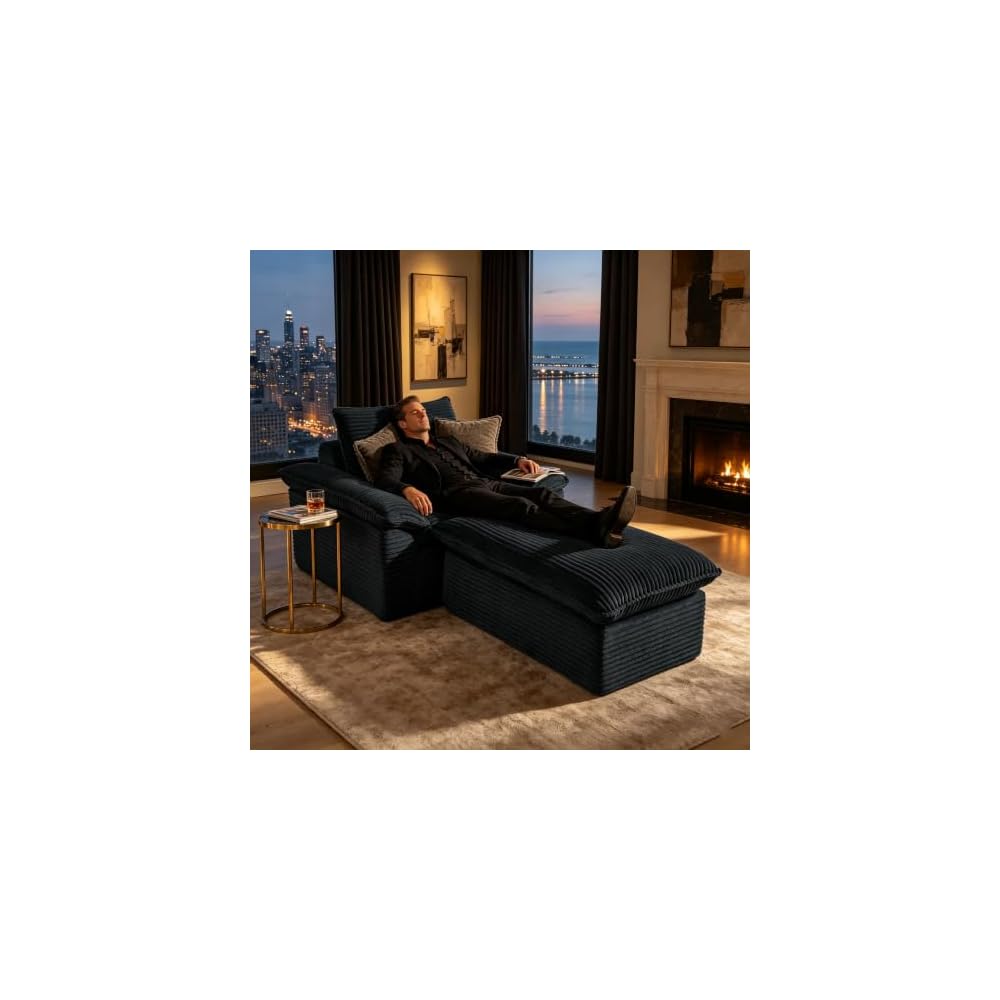 Oversized Boneless Couch Recliner Chair with Ottoman & Sofa Bed