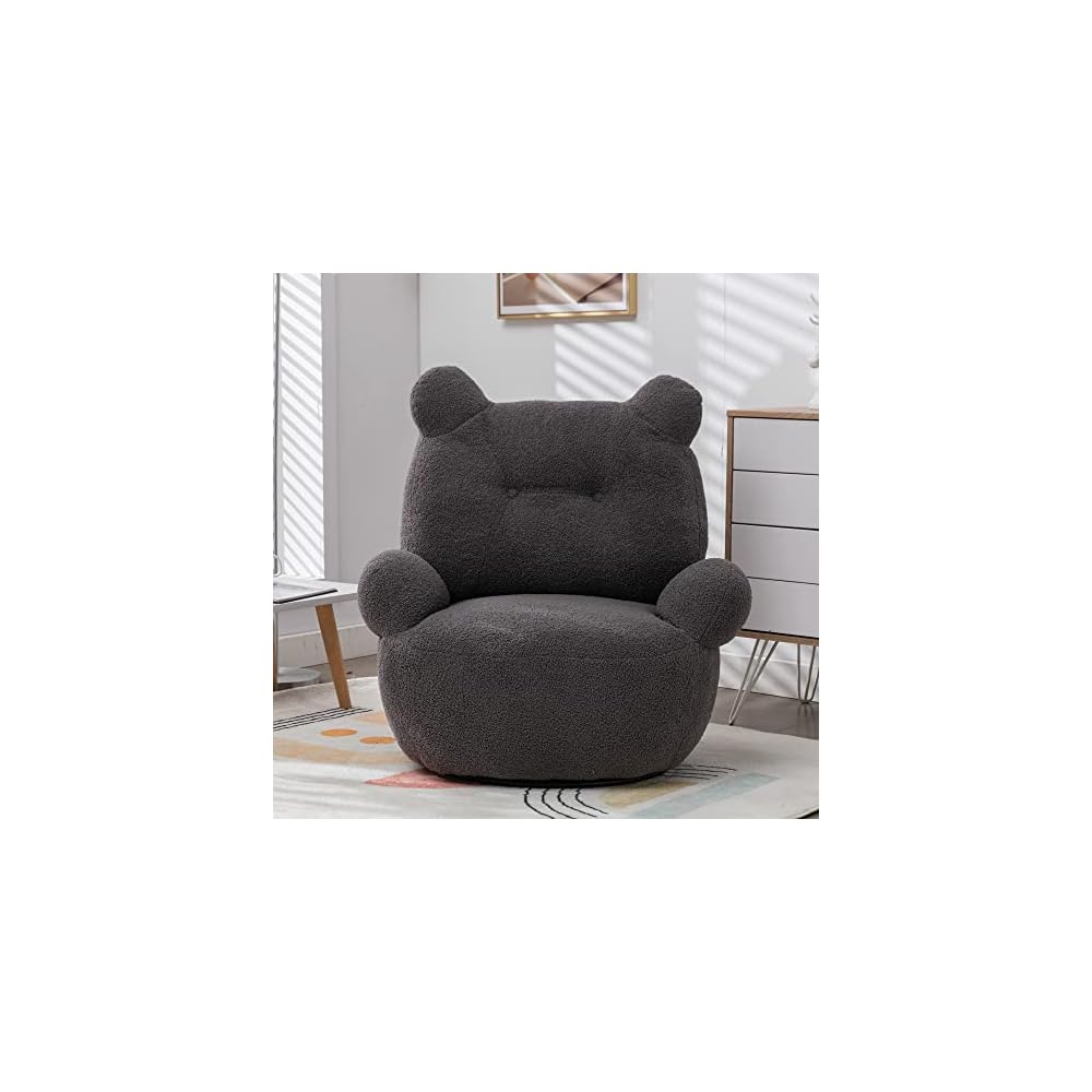 Accent Chair for Living Room, Velvet Swivel Accent Chair, Teddy Short Plush Particle Armchair 360° Swivel Barrel Chairs for Hotel/Bedroom/Office/Lounge (White)