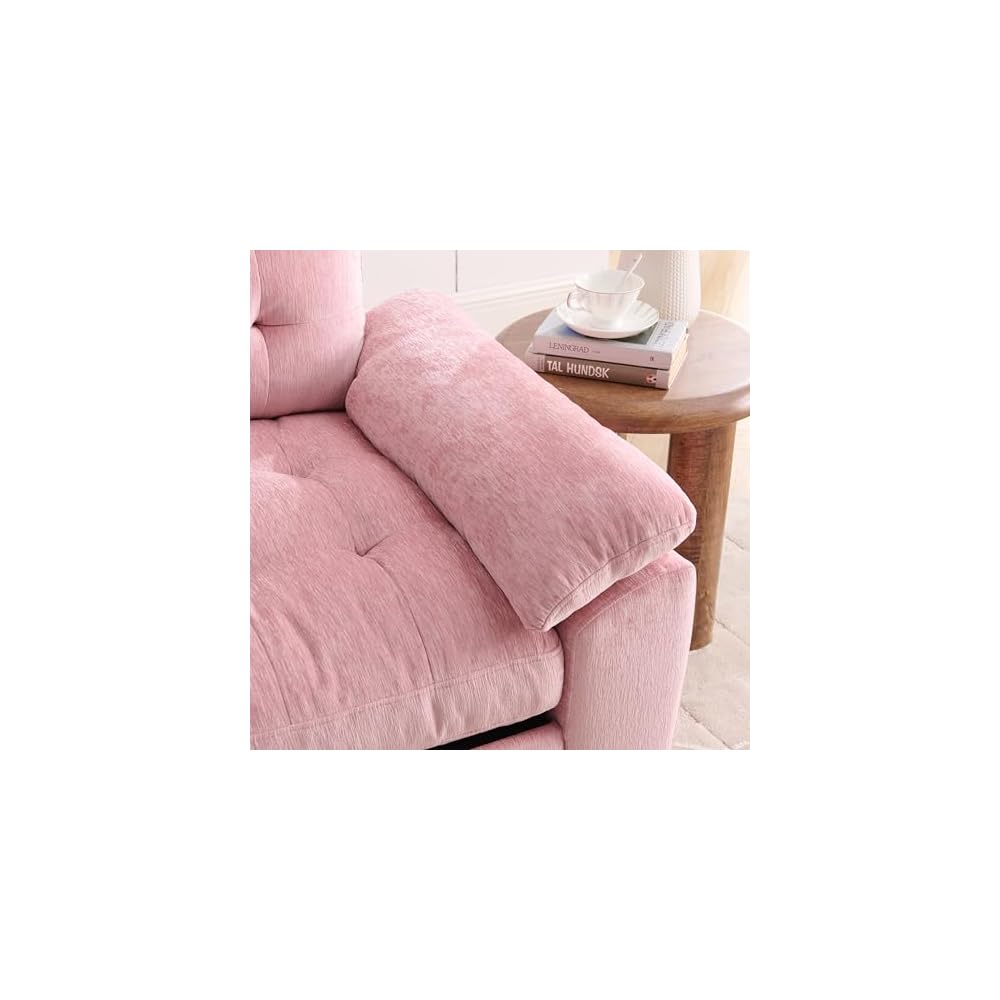 KEIKI 56" Oversized Chaise Lounge Chair Indoor with Storage Ottoman, USB Port &Phone Stand, Cloud Upholstered Chaise Lounge Recliner, Deep Seat Reading Couch Sofa Bed for Living Room Bedroom,Pink