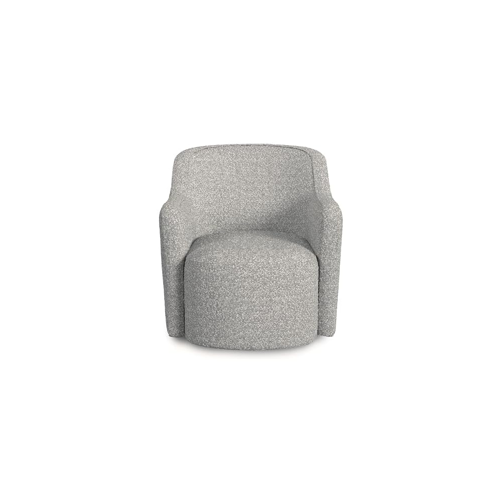 Spatial Order 360° Barrel Back Swivel Chair - White Boucle with Gray Yarn