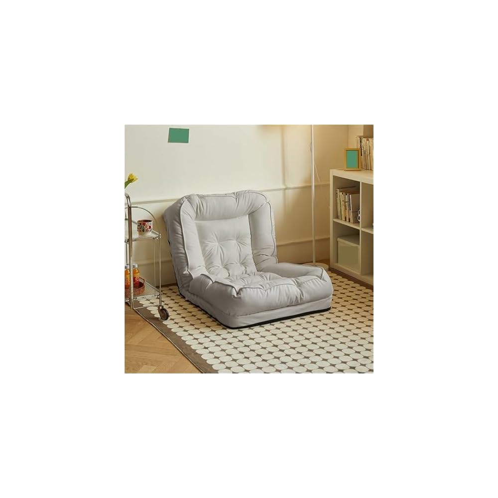 Folding Sofa Bed, Simple Lazy Chair with Multifunctional Cushion, Perfect for Bedroom, Balcony, Living Room, Leisure Room (White,23.6in)