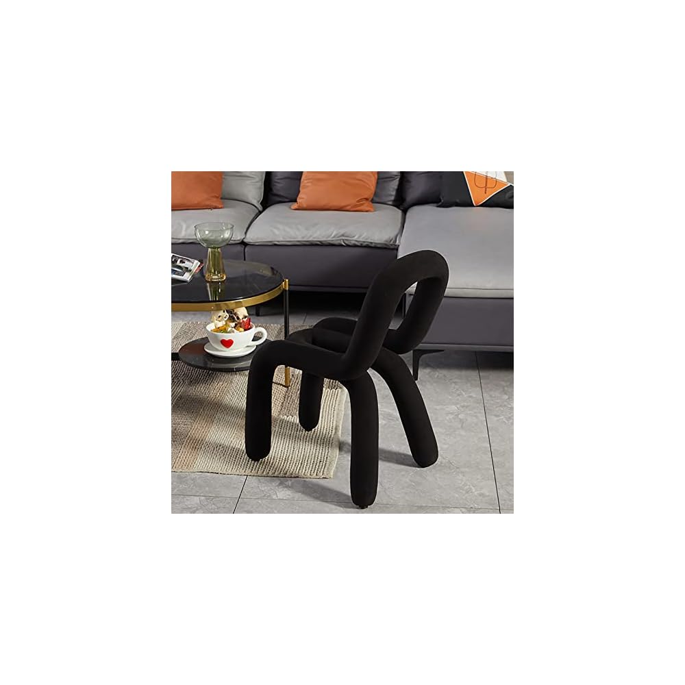 Modern Velvet Upholstered with Backrest Geometric Dining Chair Accent Chair Change Shoes Bench for Bedroom Livingroom Decorative Vanity Stool-Black 37x61x76cm(15x24x30inch)