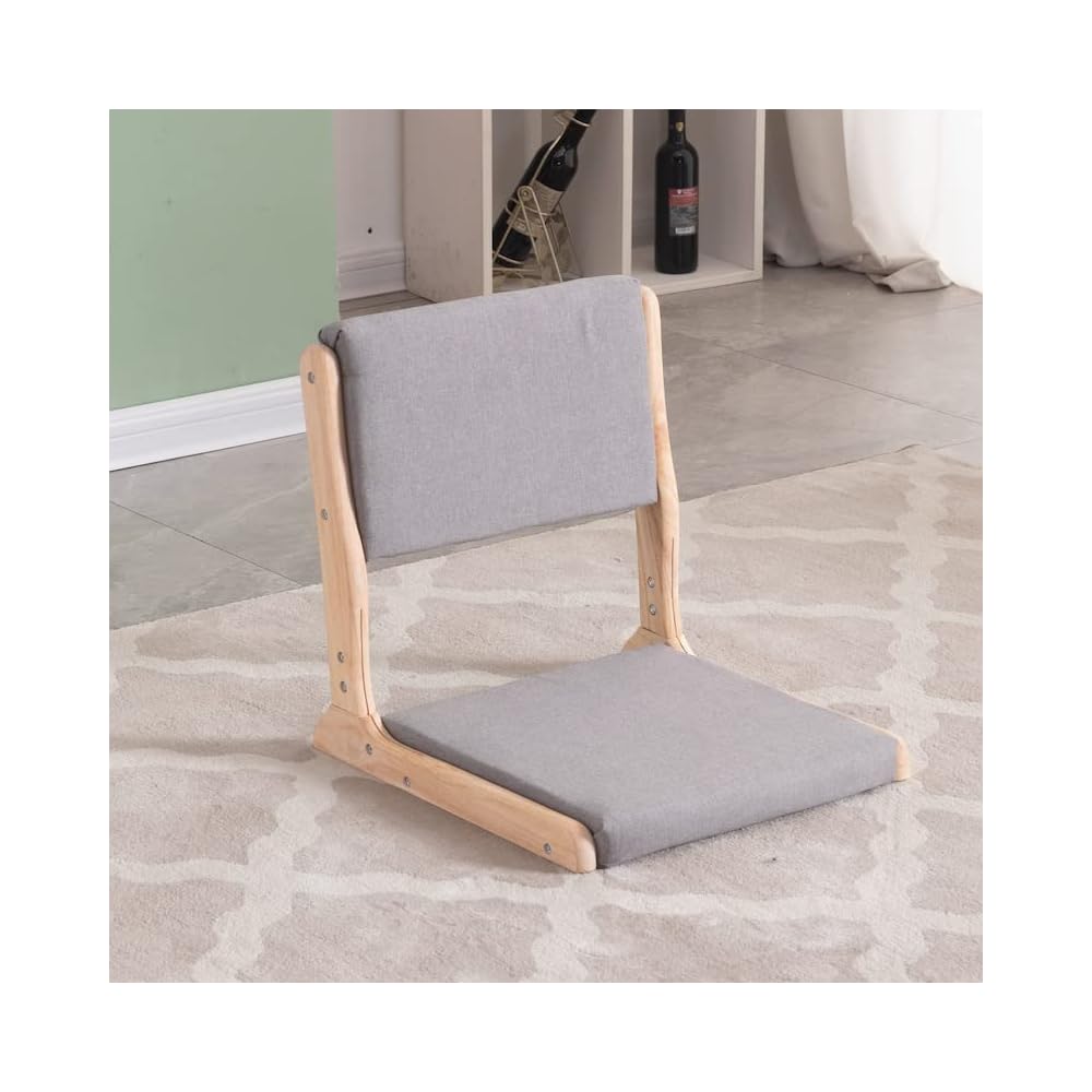 通用 Tatami Chair Accent Furniture,Foldable Meditation Floor Chair, Living Room Chair Floor Seat, Portable Japanese Legless Chair,Lazy Sofa for Bay Window Meditation Reading (Grey Fabric)