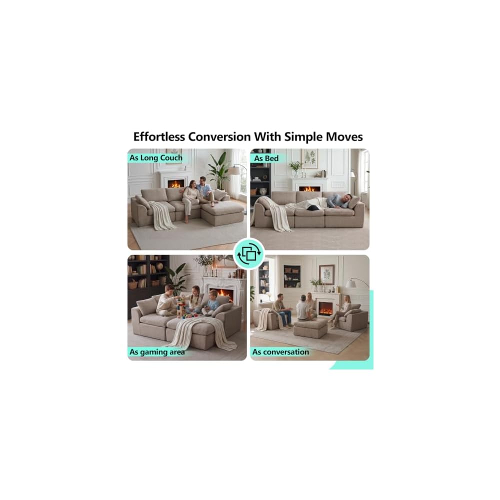 Cloud Sectional Couches for Living Room, Boneless Modular Sofa