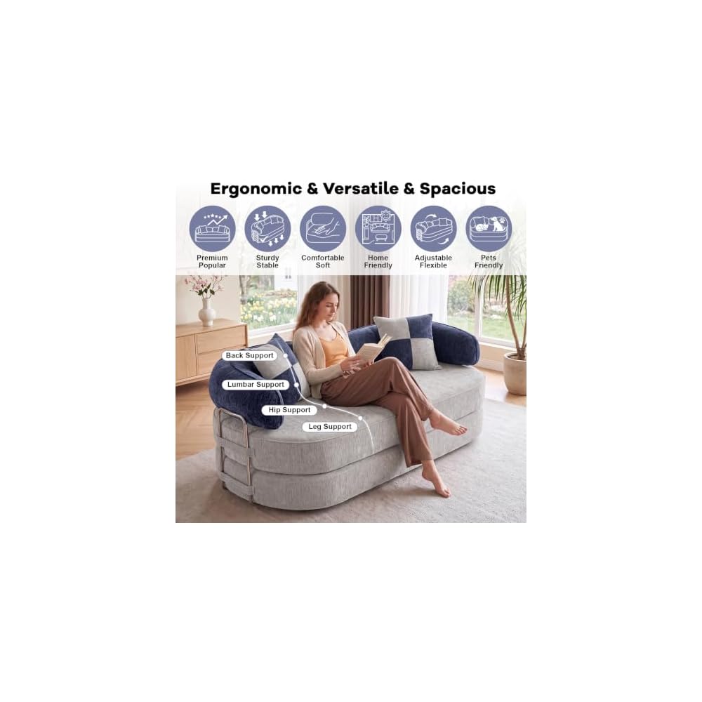 Vipbear Premium 79" L Versatile Sectional Convertible Sofa Bed Couch