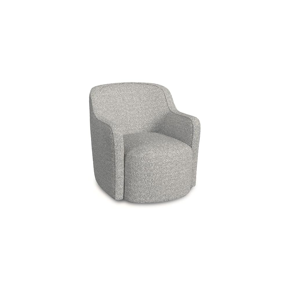 Spatial Order 360° Barrel Back Swivel Chair - White Boucle with Gray Yarn