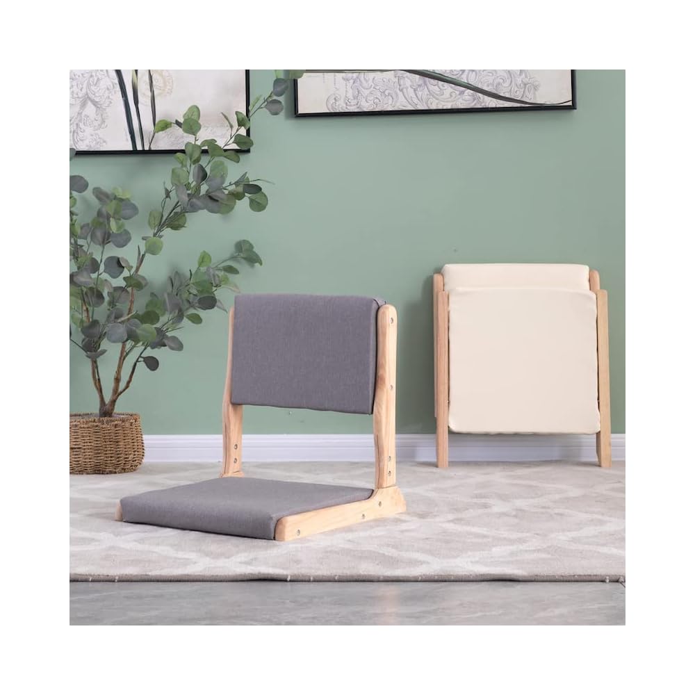 通用 Tatami Chair Accent Furniture,Foldable Meditation Floor Chair, Living Room Chair Floor Seat, Portable Japanese Legless Chair,Lazy Sofa for Bay Window Meditation Reading (Grey Fabric)