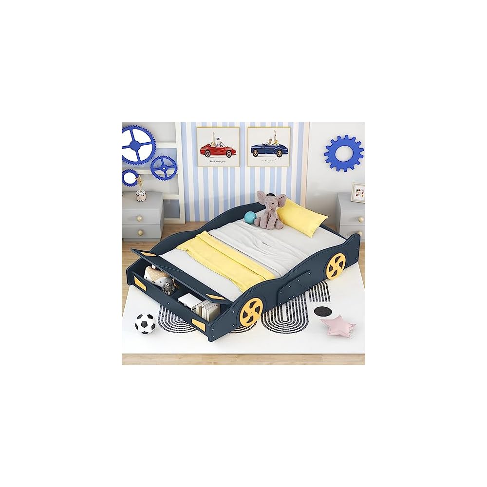 Full Size Race Car-Shaped Platform Bed