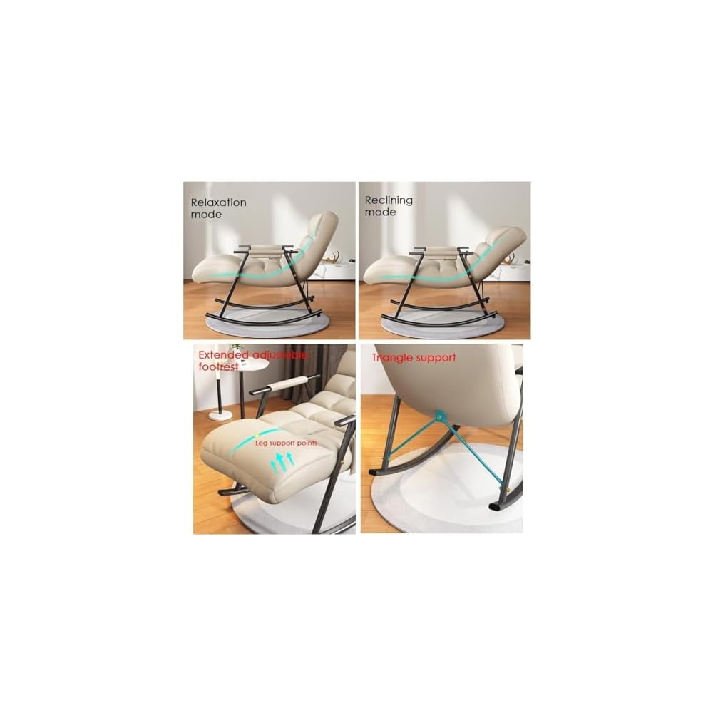 Modern Rocking Chair with Side Pockets - Comfy Recliner for Living Room & Bedroom, Stylish Lounge Armchair in Yellow - Perfect Occasional Chair for Relaxation