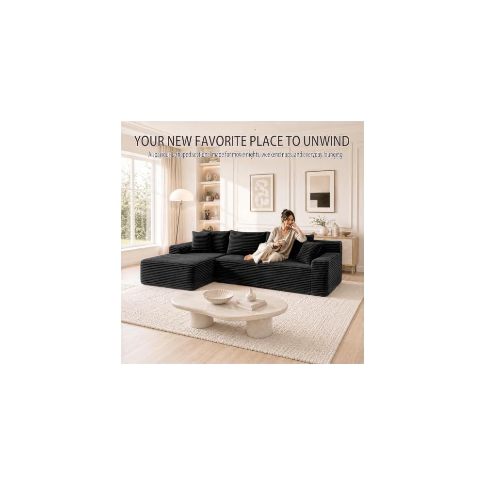 95" Modular L-Shaped Boneless Couch with Left Chaise for Small Rooms
