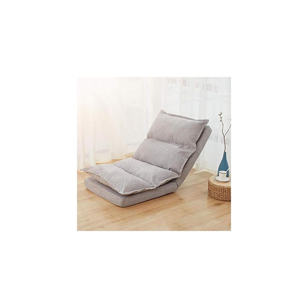 Folding Chairs Floor Chair Gaming Sofa with Adjustable Backrest Lazy Recliner Lounger Sleeper Bed Couch (Color: Gray) Colour:Black (Color : Gray)