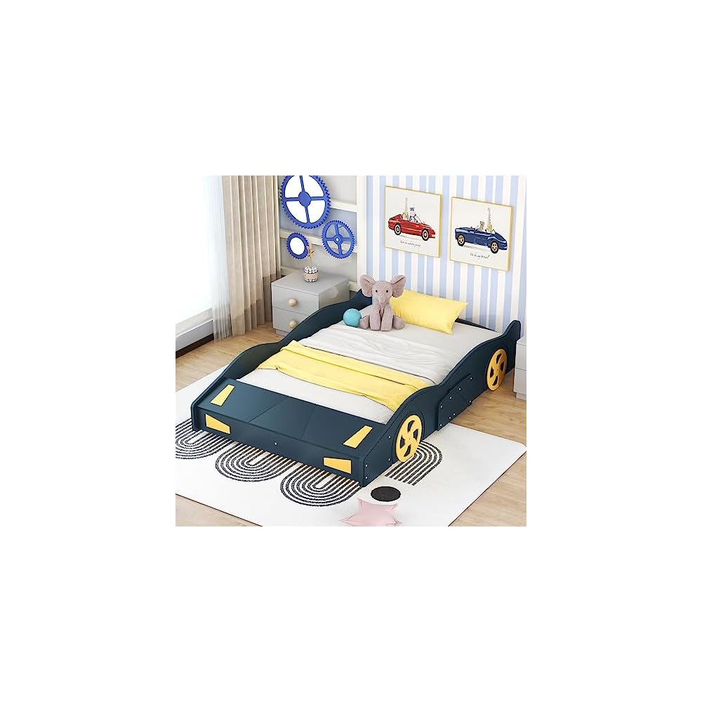 Full Size Race Car-Shaped Platform Bed