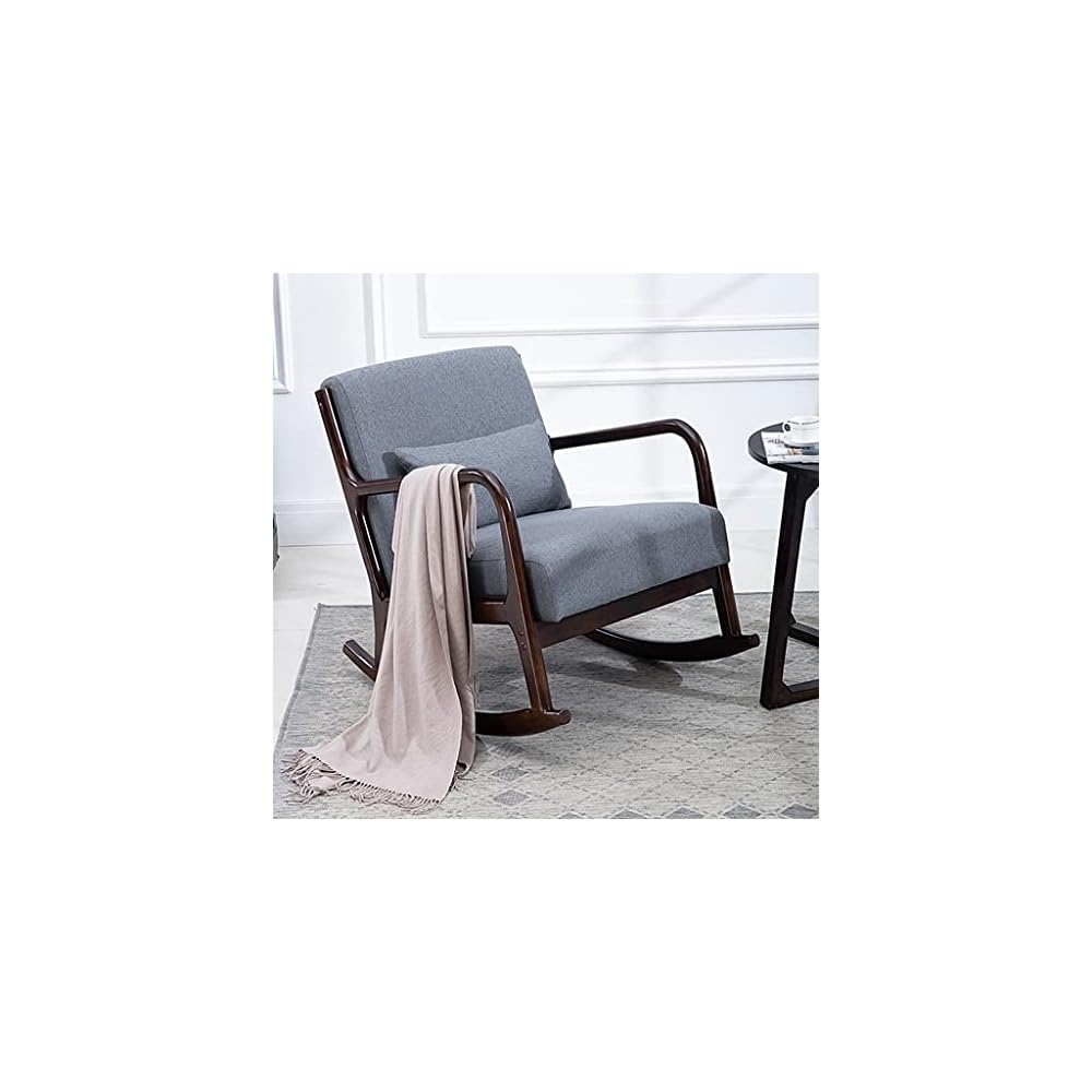 Nordic Solid Wood Rocking Chair Household Rocking Chair Leisure Chair Lazy Sofa Single Sofa Chair Balcony Leisure Chair (Color : Gray) (Green2)