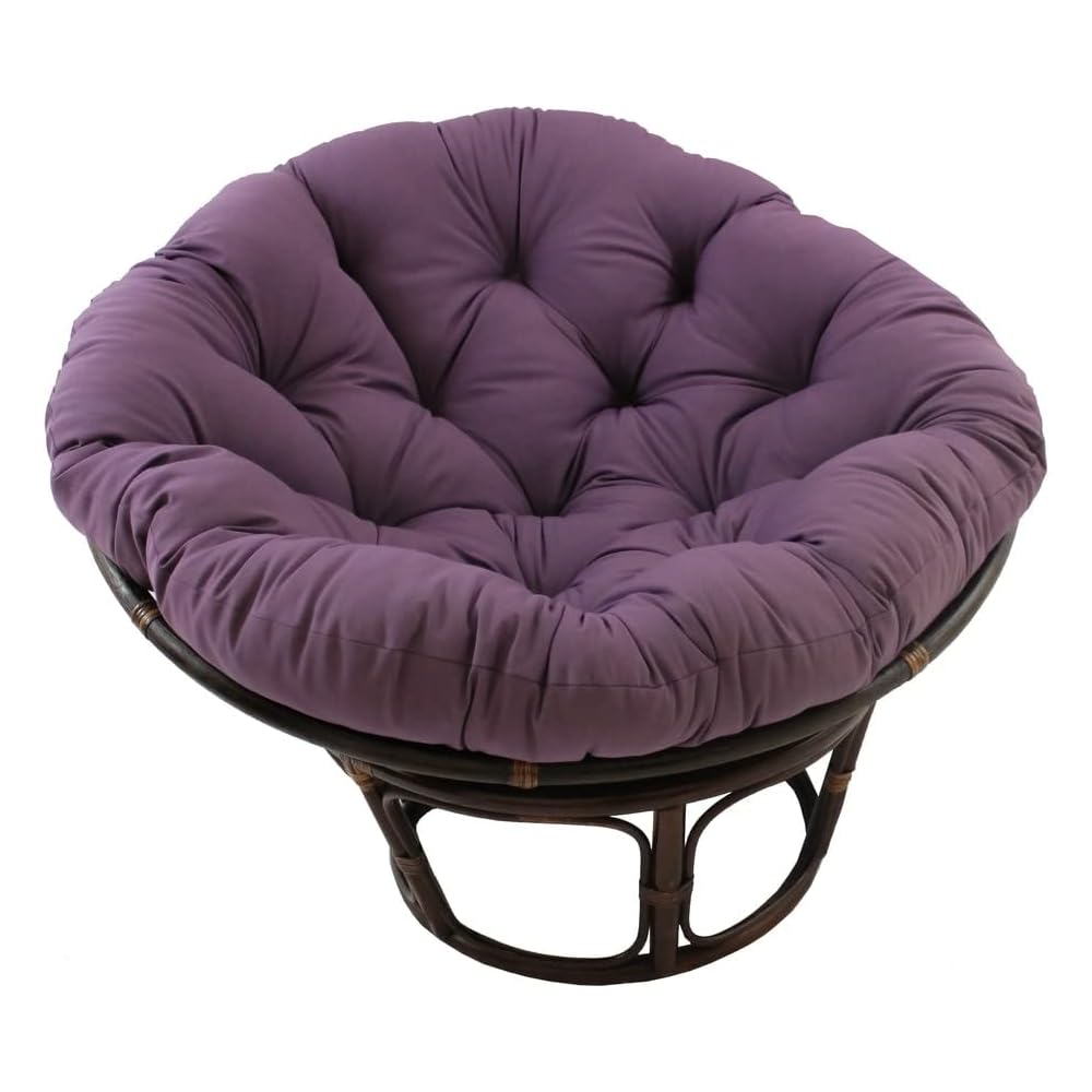 International Caravan Furniture Piece 42-Inch Rattan Papasan Chair with Solid Twill Cushion