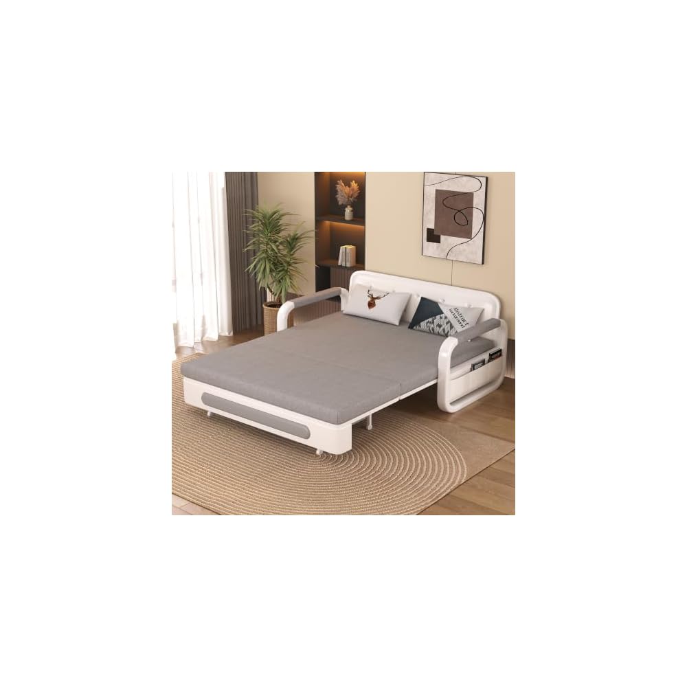 50.3" Convertible Pull Out Sleeper Sofa, Multi-Occasion Use, Grey