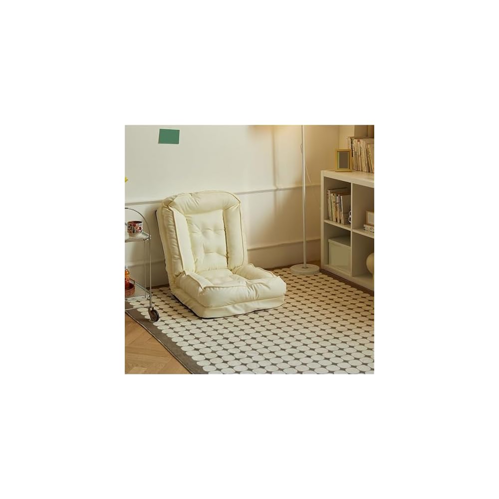 Folding Sofa Bed, Simple Lazy Chair with Multifunctional Cushion, Perfect for Bedroom, Balcony, Living Room, Leisure Room (White,23.6in)