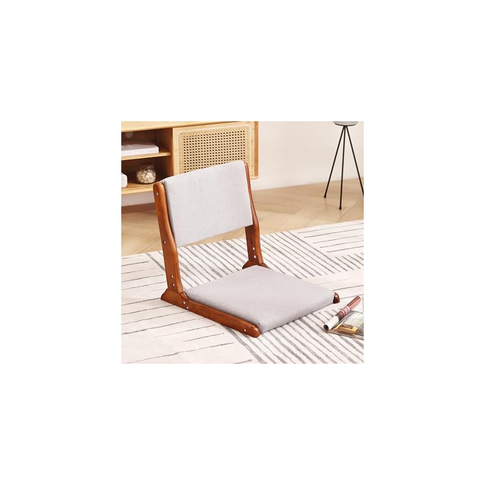 Tiita 2-Pack Foldable Meditation Floor Chairs, Back Support, Walnut Grey