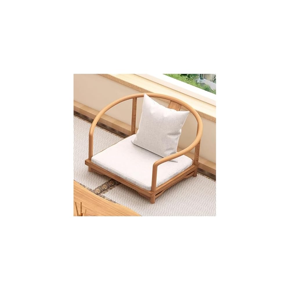 Multifunctional Japanese Floor Chair,Vintage Tea Chair Low Chair for Sitting On The Floor Accent Furniture Home Bedroom Chair (Color : Beige, Size : 45x35x10cm)