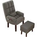 Armchair with Footstool, Comfy Chair with Wood Legs, Task Chair Breathable Cotton Linen Office Chair,Backrest Recliner Nursing, Ergonomic Design (Color : Grey)