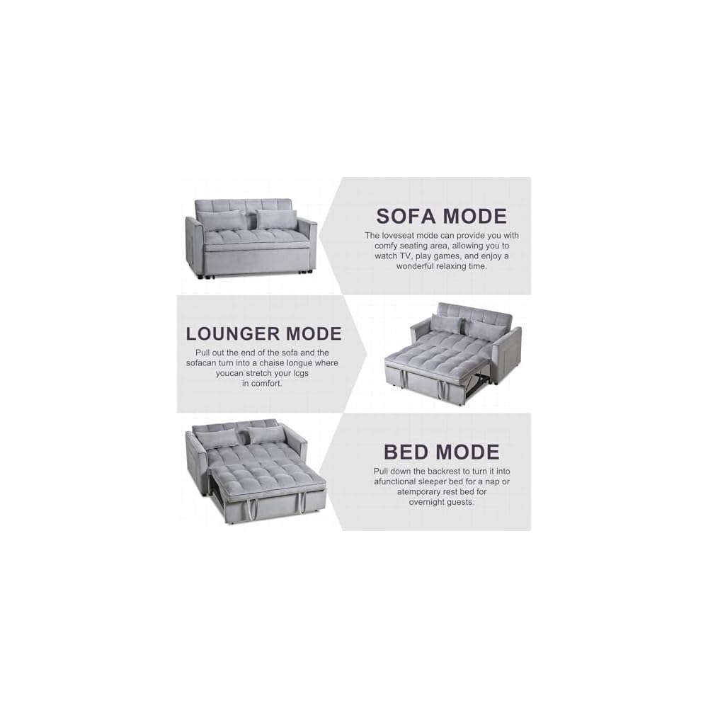 3 in 1 Convertible Sleeper Sofa Bed with Pull Out Couch Bed