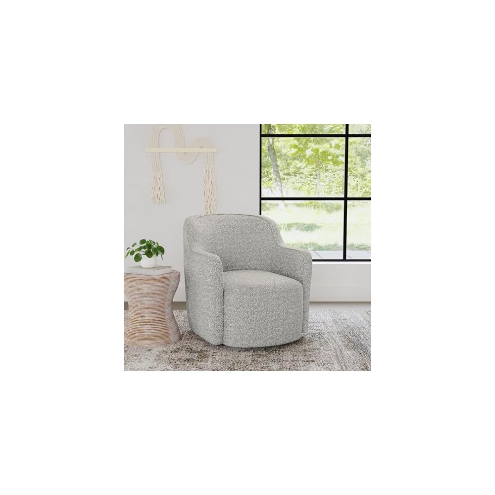 Spatial Order 360° Barrel Back Swivel Chair - White Boucle with Gray Yarn
