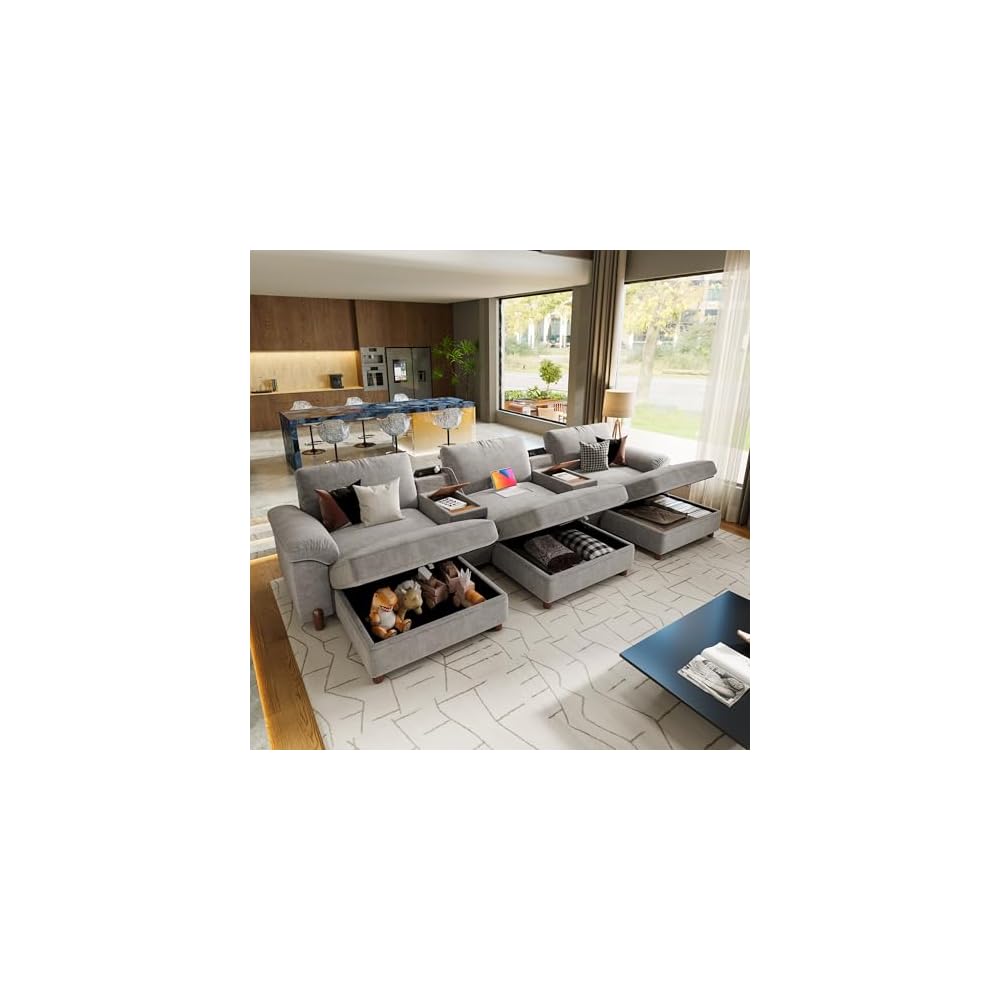 SITJOY Large Cloud Couch, Accessory, Light Gray, Storage Ottoman