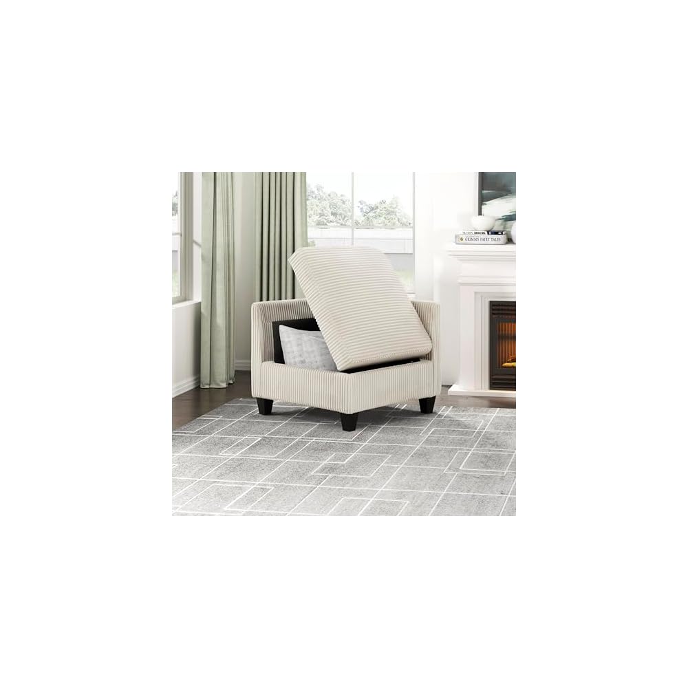 Lexicon Modular Sectional Sofa for Living Room, Corduroy Corner Seat with Storage, Units of Modular Sectional Couch, Upholstered Chair for Customizable Sectional Sofa Couch, Beige