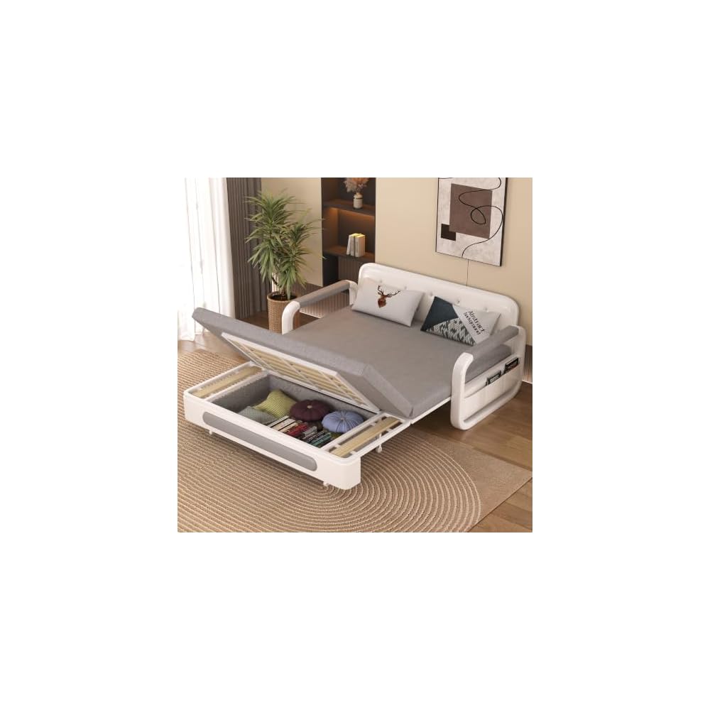 50.3" Convertible Pull Out Sleeper Sofa, Multi-Occasion Use, Grey