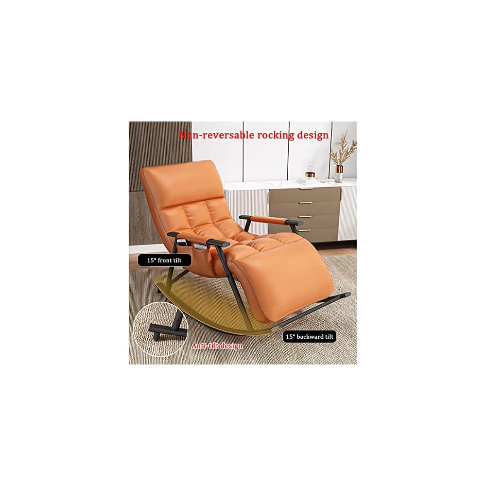 Living Room Reclining Rocking Chair,Modern Armchair,Indoor Relaxing Chair with Side Pocket, Steel Frame Anti-tilt Design,Soft Sleeper Chair (Color : Gray)